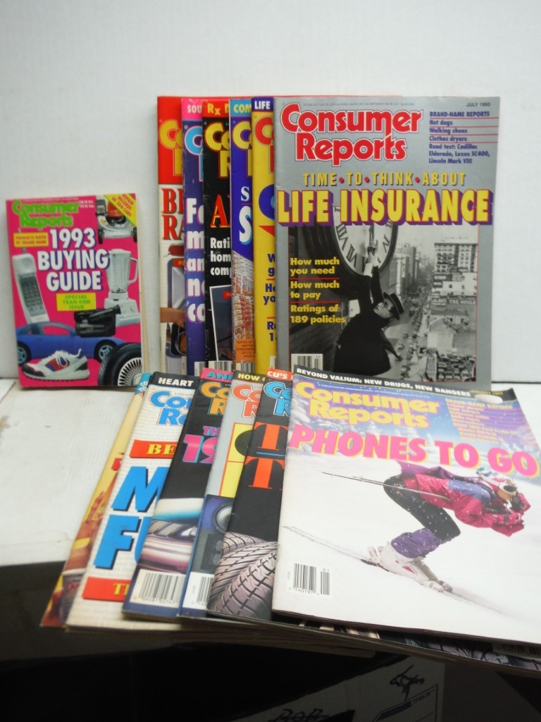 1993, Lot of 12 Consumer Reports Magazines complete